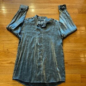 BRUTTINI italy Shimmer Black silverlong sleeve buttonup size medium 15-15 1/2